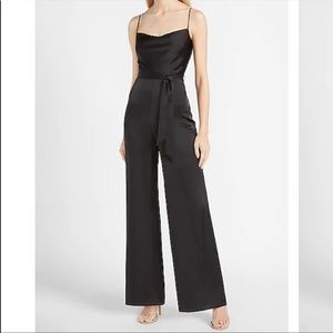 Satin Black Cowl Neck Jumpsuit
